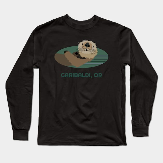 Cute Otter Garibaldi, Oregon Coast Resident Fisherman Gift Long Sleeve T-Shirt by twizzler3b